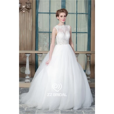 Made in China sem mangas ilusão de volta para fora princesa bridal fornecedor vestido