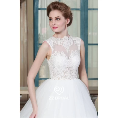 Made in China sleeveless illusion back out princess bridal gown supplier