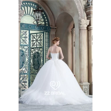 Made in China sweetheart neckline lace appliqued lace-up ball gown princess wedding dress