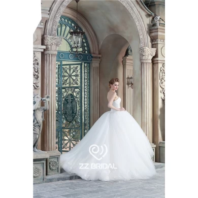 Fabriqué en Chine décolleté chérie dentelle appliqued robe de mariage de la princesse balle lacets