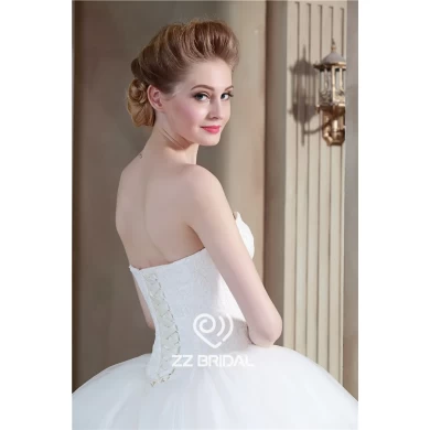 Made in China sweetheart neckline lace appliqued lace-up ball gown princess wedding dress