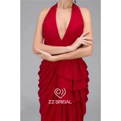 Самые модные V-образным вырезом Холтер трепал Клэр-красный длинное вечернее платье производитель
