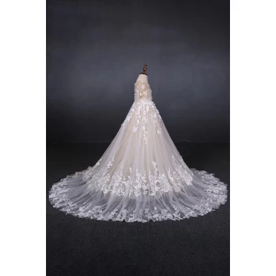 New Design Luxury White Lace Girl Dress Wedding Princess Infant Baby Girls Long train flower Girl Dresses 2019