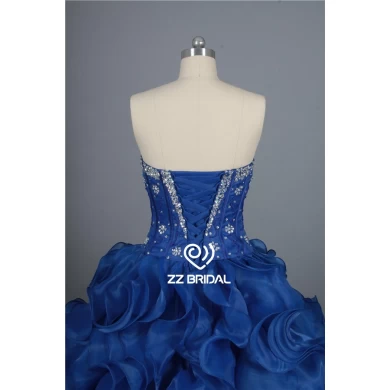 Nueva novia de escote con cuentas llegada real bola azul vestido de quinceañera con proveedor vestido