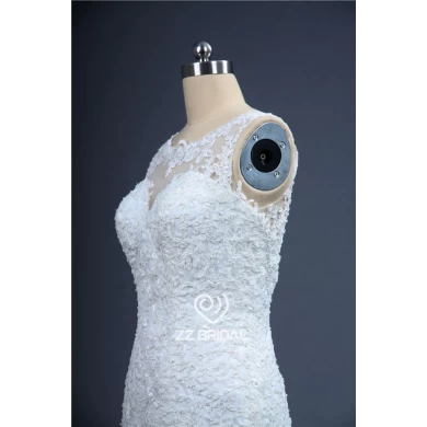 Nova ilusão chegada corpete completo sereia vestido de casamento de renda appliqued fabricados na China