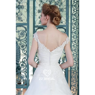 Nova chegada fora do ombro decote do vestido de casamento do laço fabricante agradou appliqued