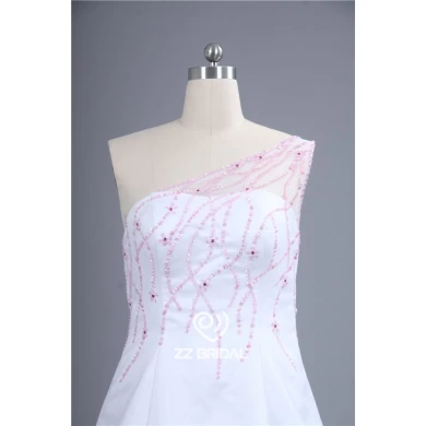 Nieuwe aankomst roze lovertjes kant-up A-lijn bruids jurk gemaakt in China