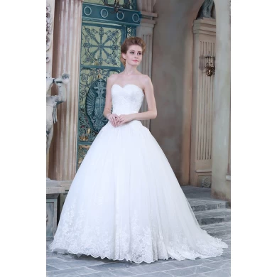 Neue Ankunft reinen weißen Spitze appliqued Schatz-Ausschnitt-Hochzeitskleid in China hergestellt