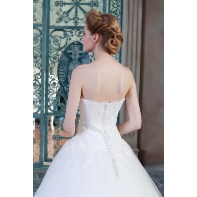 Новое поступление чистого белого кружева аппликация возлюбленной декольте свадебное платье сделано в Китае