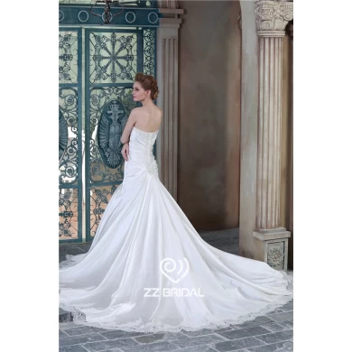 New beaded sweetheart neckline ruffled lace-up wedding gown manufacturer