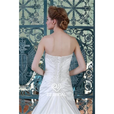 New Perlen herzförmiger Ausschnitt gekräuselten Spitzen-up-Hochzeitskleid Hersteller