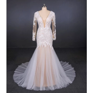 New design wedding gown v neckline detachable train champagne wedding dresses
