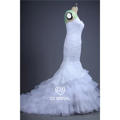 Новый зеленый ремень спагетти возлюбленной декольте аппликация кружевом русалка свадебное платье с поставщиком