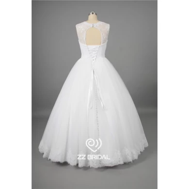 New princess illusion sleeveless lace bottom back out ball gown wedding dress manufacturer