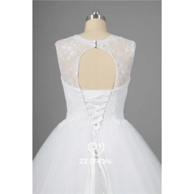 New princess illusion sleeveless lace bottom back out ball gown wedding dress manufacturer