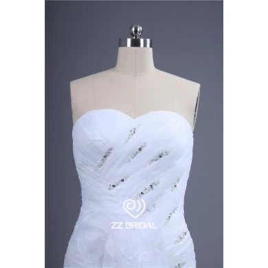 New Style herzförmiger Ausschnitt gekräuselten Perlen Organza überlagerte Meerjungfrau Hochzeitskleid 2015 Lieferant
