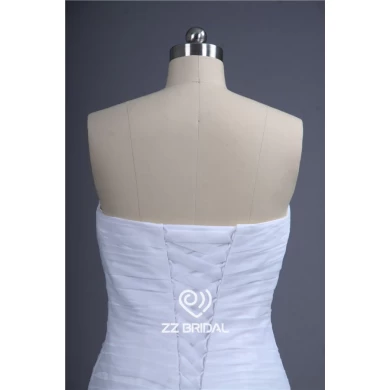 Nuovo stile del neckline increspato organza bordato sirena stratificato abito da sposa 2015 fornitore
