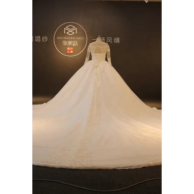 OEM long tail wedding dresses wedding dress Luxurious vestido de noiva with sleeve