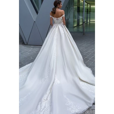 Fuera del hombro Vestido de novia 2019 Vestido de novia, una línea de tela de encaje Vestidos de novia