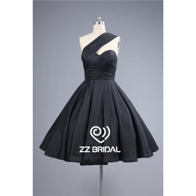 Online sale one shoulder black knee length short evening dress supplier