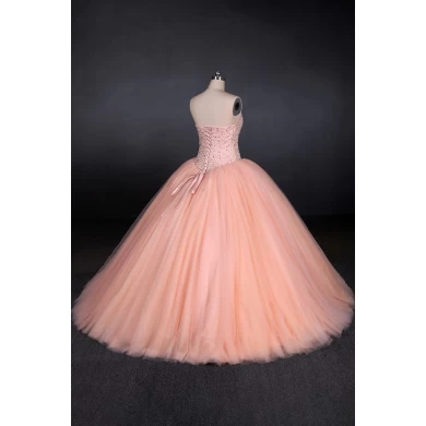 Vestido de fiesta rosado de encaje apliques perlas abalorios vestido de novia princesa vestidos novia