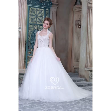 Prawdziwe zdjęcia gipiury koronki appliqued kochanie producentem dekolt sukni ślubnej suknia balowa