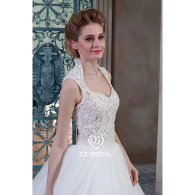 Images réelles guipure dentelle chérie appliqued robe de mariée robe décolleté balle fabricant