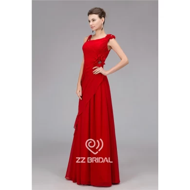 Реальные фотографии трепал красный шифон вечернее платье с ручной цветы Китае