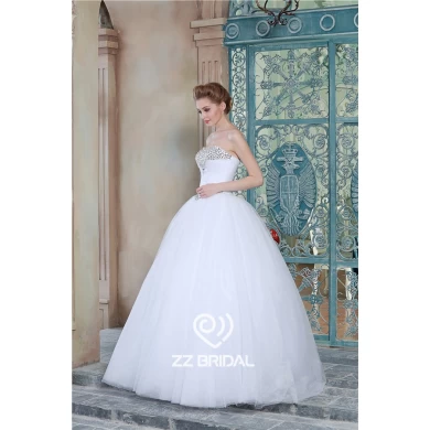 Bienes imágenes con cuentas escote corazón de la princesa con volantes vestido de novia 2015 fabricante