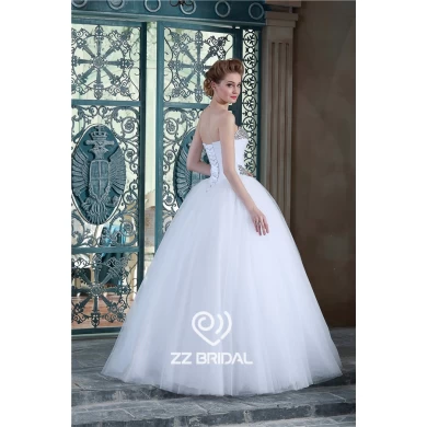 Real pictures sweetheart beaded neckline ruffled princess wedding dress 2015 manufacturer