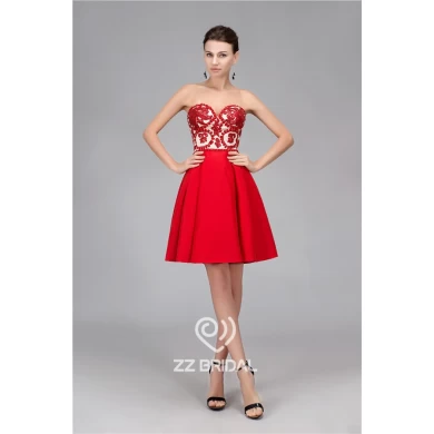 Real pictures sweetheart neckline backless red short evening dress supplier
