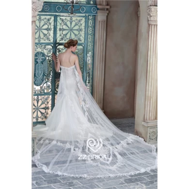 Sehen Sie durch Korsett Schatzausschnitt-Hochzeitskleid mit langen Spitzentuch