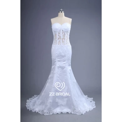 Sexy sehen durch Korsett und zurück Schatzausschnitt bördelte Nixe-Hochzeitskleid Hersteller
