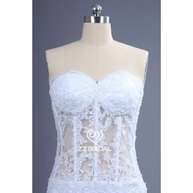 Sexy sehen durch Korsett und zurück Schatzausschnitt bördelte Nixe-Hochzeitskleid Hersteller
