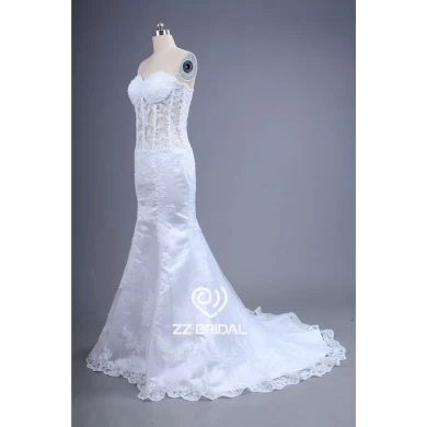 Sexy see through corset and back sweetheart neckline beaded mermaid wedding dress manufacturer