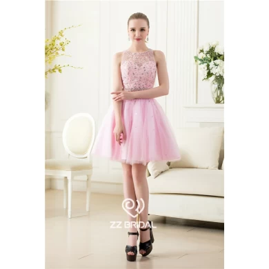 Sexy two pieces beaded backless sleeveless pink cocktail dress made in China