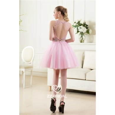 Sexy zwei Stücke wulstige backless sleeveless rosafarbenen Abendkleid Made in China