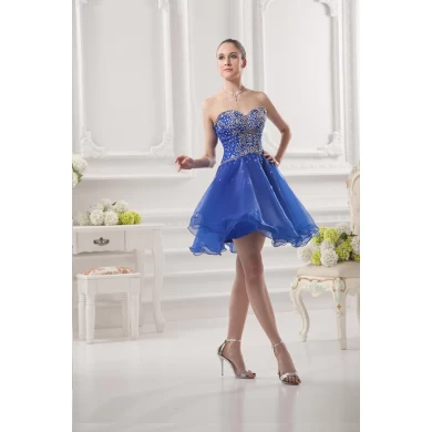 Короткое платье выпускного вечера Девушки пышная юбка Милая из бисера органзы Синий коктейльное платье