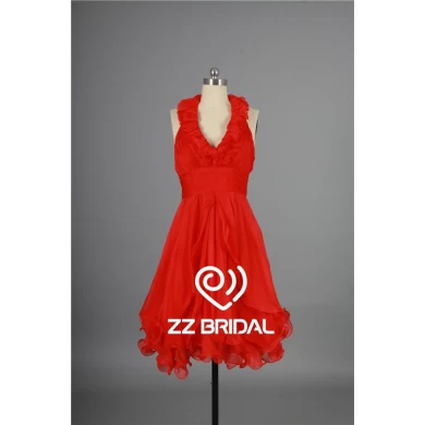 Lyhyt iltapuku riimu hihaton backless punainen söpö tyttö mekko tehty Kiinassa