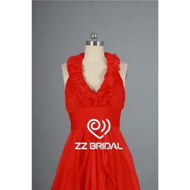 Short evening dress halter sleeveless backless red cute girl dress made in China
