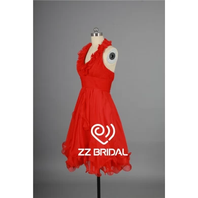 Courte robe de soirée licol sans manches dos nu, robe rouge fille mignonne fabriqués en Chine