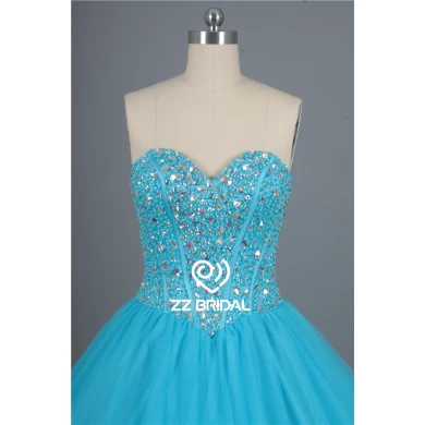 Sweetheart neckline full bodice beaded lace-up light blue quinceanera dress