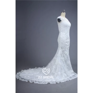 Top Qualität Kappenhülse Illusion Spitze appliqued Meerjungfrau Hochzeitskleid mit dem Zug in China hergestellt