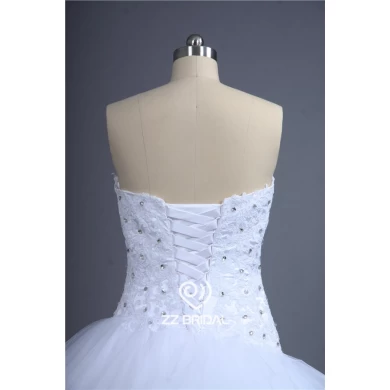 تصميم عصري appliqued الديكور الجبهة قصيرة طويلة الى الوراء حمالة مطرز مصنع فستان الزفاف