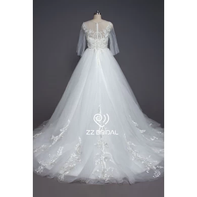 Z Bridal 2017 3/4 maniche di pizzo appliqued Perline A-line abito da sposa