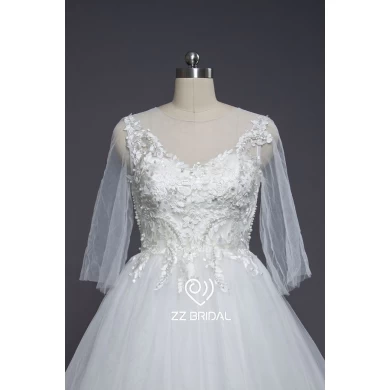 Z Bridal 2017 3/4 manchon dentelle appliqued perles A-Line robe de mariée