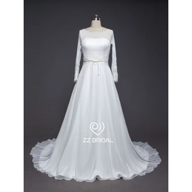ZZ Bridal 2017 Long sleeve strapless belt beaded A-line wedding dress