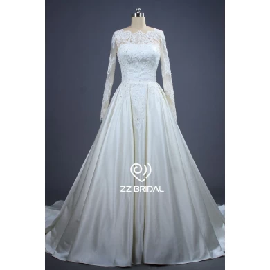 ZZ Bridal 2017 V-powrót koronki suknia ślubna appliqued-Line