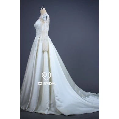 ZZ Bridal 2019 V-back lace appliqued-Line wedding dress