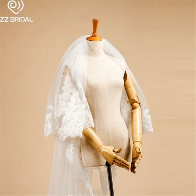 ZZ Bridal Ivoire dentelle Edge deux couches nuptiale voile de mariage avec le peigne